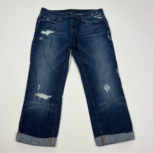 Joe’s Jeans Cropped Ex Lover Jeans Dark Wash Distressed Size 27